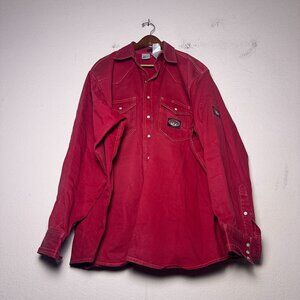 Rasco FR Red Button Up Casual Shirt Men 4XL Big Tall Flame Resistant Perar Snap
